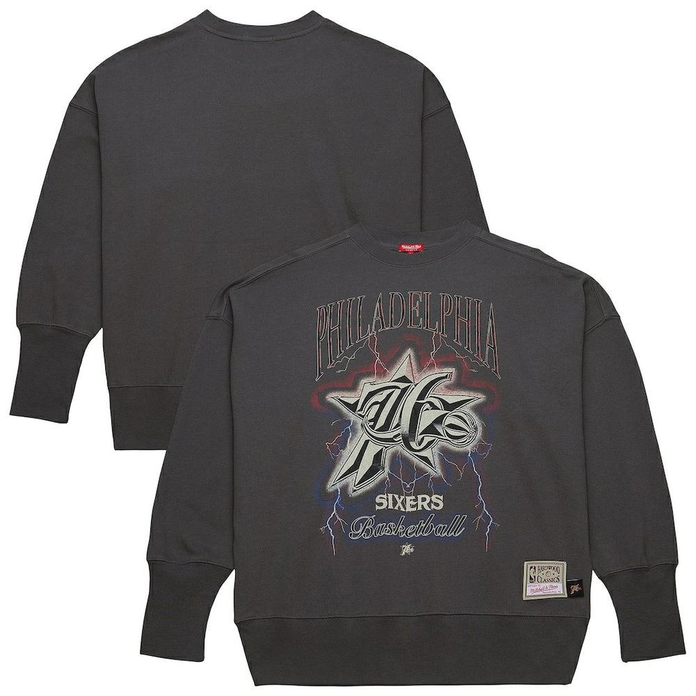 Mitchell & Ness - Philadelphia 76ers Women's Hardwood Classics Lightweight Pullover Sweatshirt - Charcoal