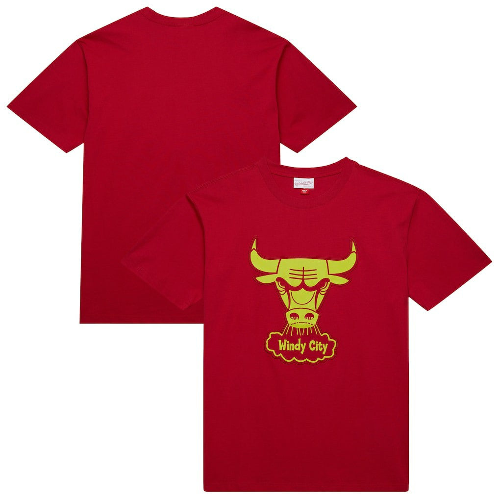 Mitchell & Ness - Chicago Bulls Hardwood Classics Neon Nights Premium T-Shirt - Red