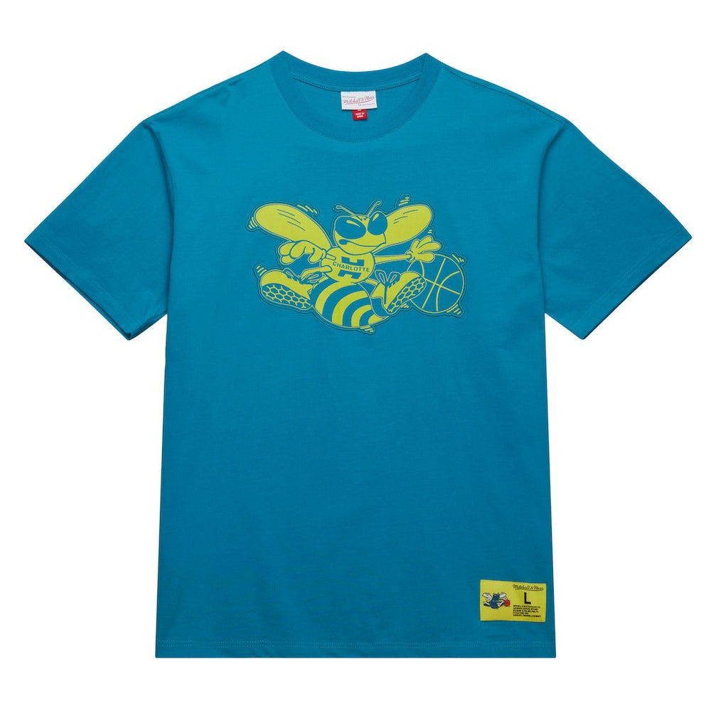 Mitchell & Ness - Charlotte Hornets Hardwood Classics Neon Nights Premium T-Shirt - Teal