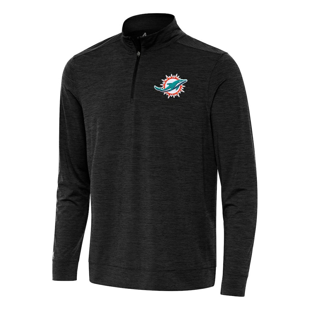 Miami Dolphins Antigua Bright Quarter-Zip Top Heather Black - NFL