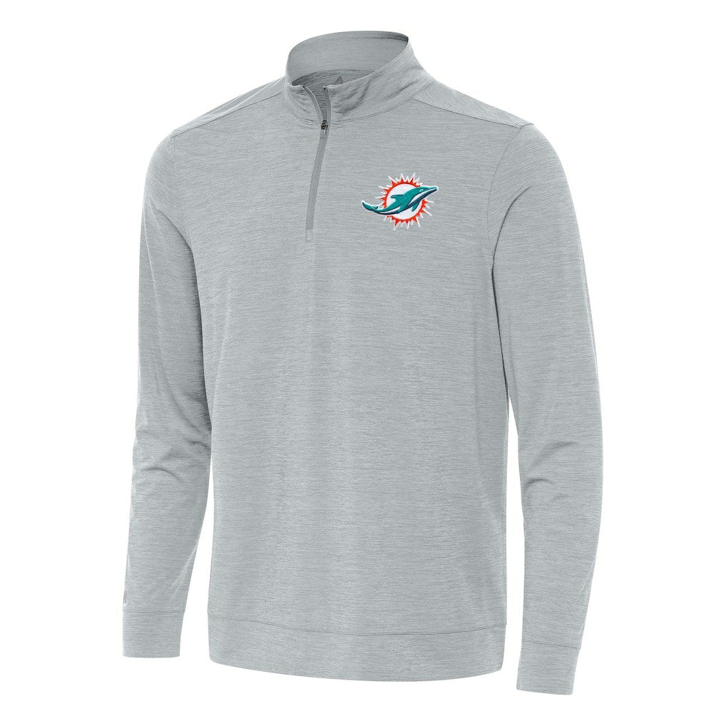Miami Dolphins Antigua Bright Quarter-Zip Top Heather Gray - NFL