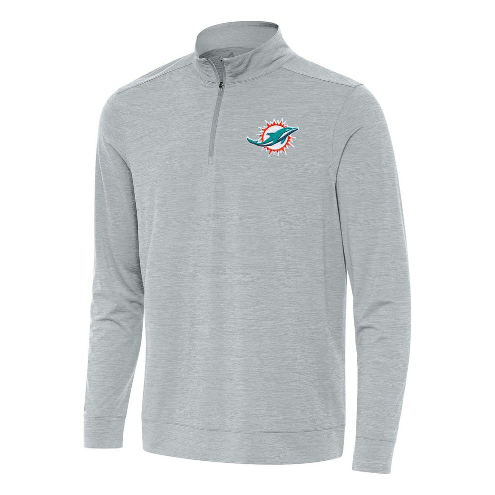 Miami Dolphins Antigua Bright Quarter-Zip Top Heather Gray - NFL