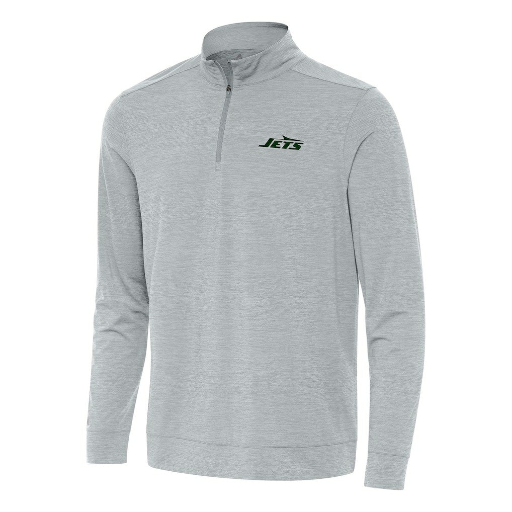 New York Jets Antigua Bright Quarter-Zip Top Heather Gray - NFL