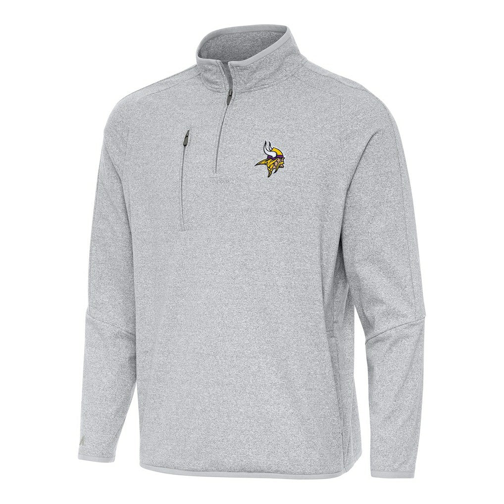 Minnesota Vikings Antigua Certain Tri-Blend Quarter-Zip Top Heather Gray - NFL