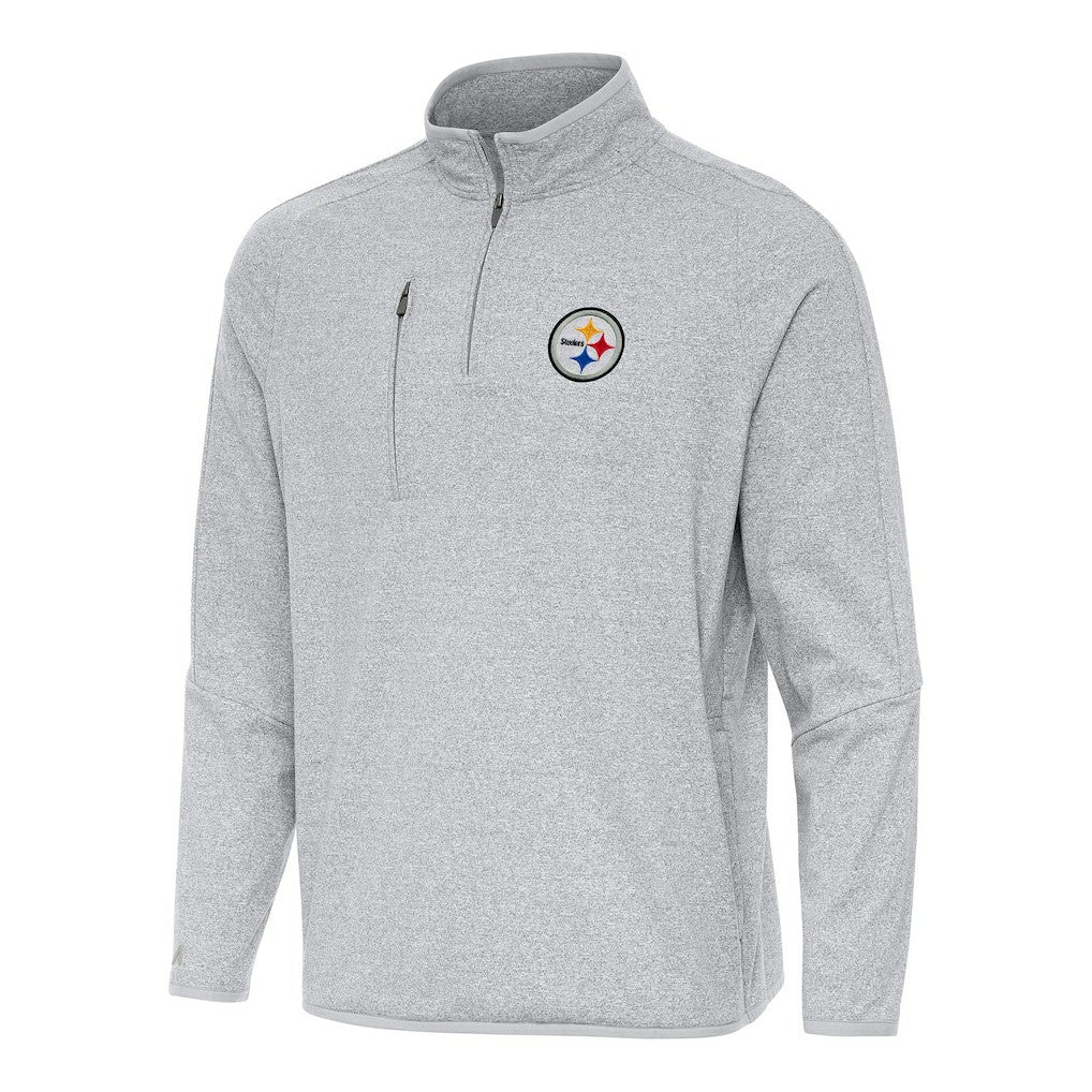 Pittsburgh Steelers Antigua Certain Tri-Blend Quarter-Zip Top Heather Gray - NFL
