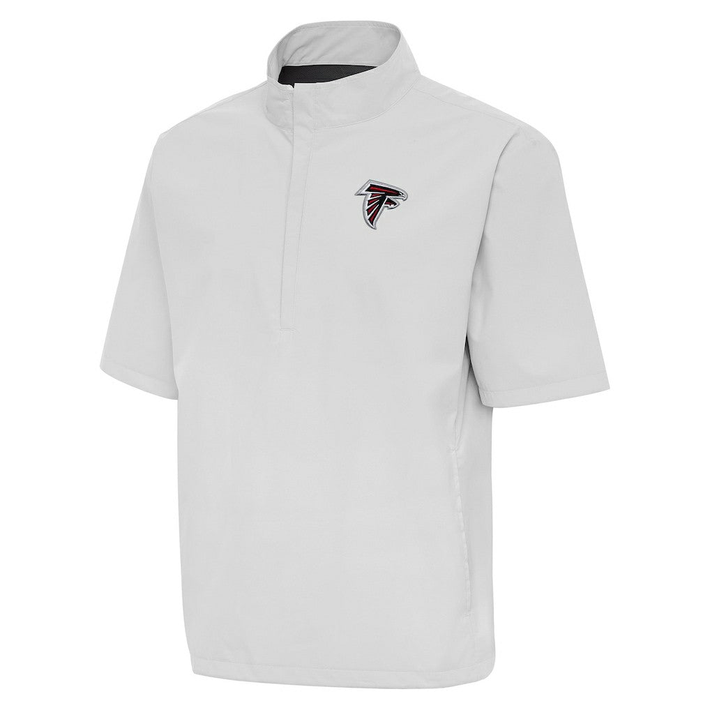 Atlanta Falcons Antigua Brisk Short Sleeve Quarter-Zip Windshirt Heather Gray - NFL