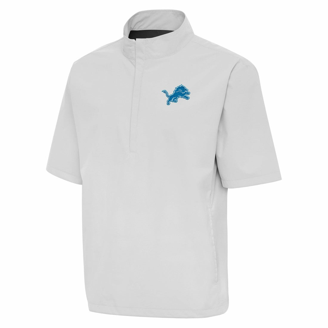 Detroit Lions Antigua Brisk Short Sleeve Quarter-Zip Windshirt Heather Gray - NFL