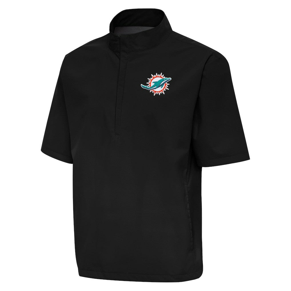 Miami Dolphins Antigua Brisk Short Sleeve Quarter-Zip Windshirt Black - NFL