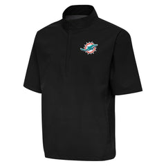 Miami Dolphins Antigua Brisk Short Sleeve Quarter-Zip Windshirt Black - NFL