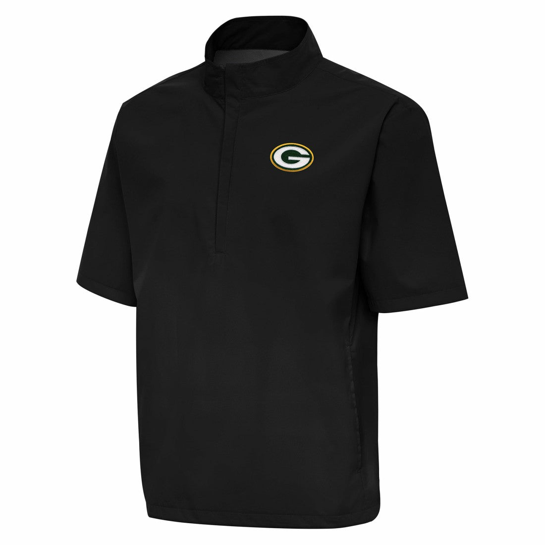 Green Bay Packers Antigua Brisk Short Sleeve Quarter-Zip Windshirt Black - NFL