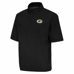 Green Bay Packers Antigua Brisk Short Sleeve Quarter-Zip Windshirt Black - NFL