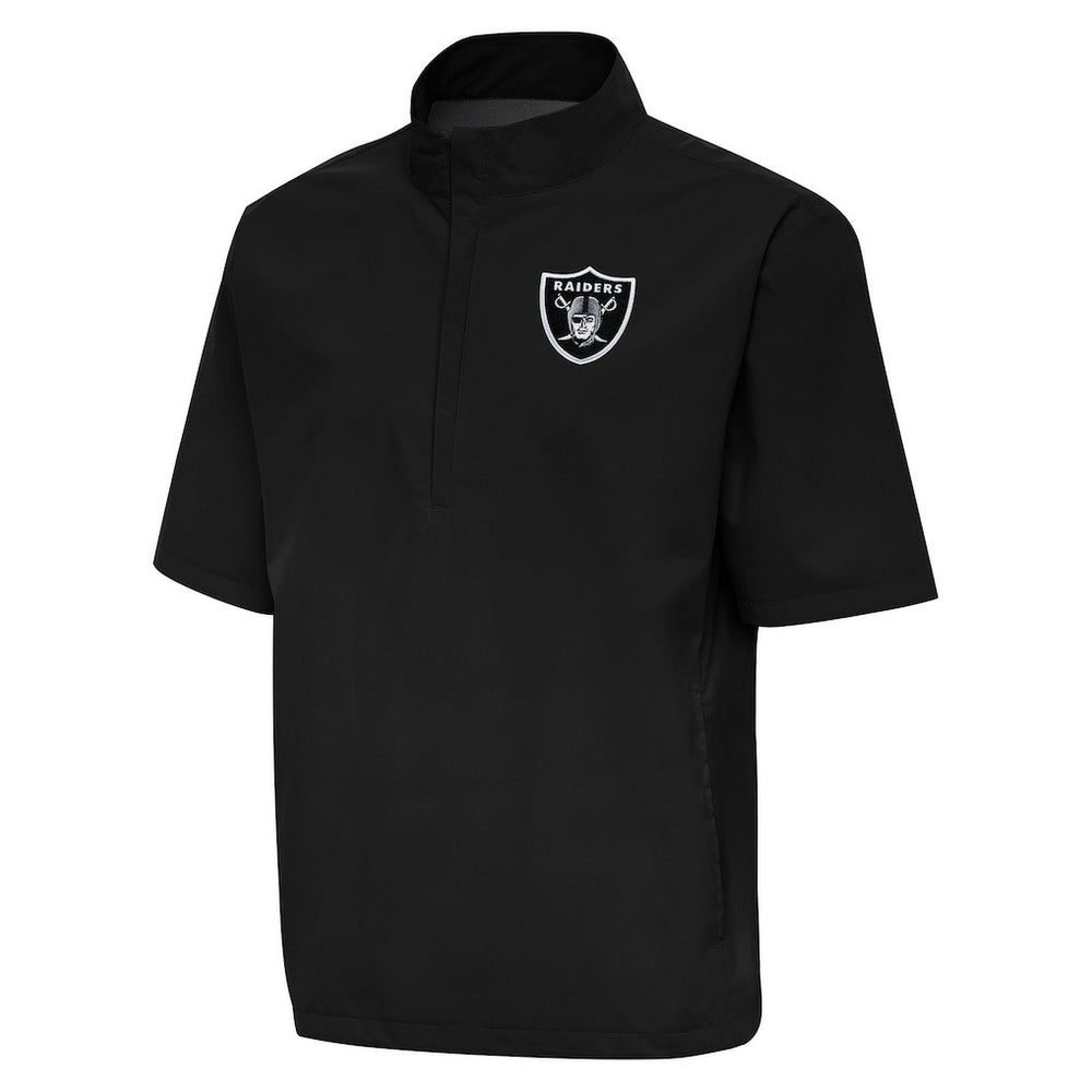 Las Vegas Raiders Antigua Brisk Short Sleeve Quarter-Zip Windshirt Black - NFL