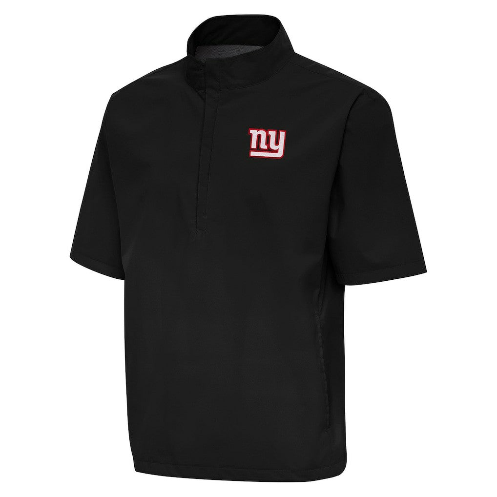 New York Giants Antigua Brisk Short Sleeve Quarter-Zip Windshirt Black - NFL