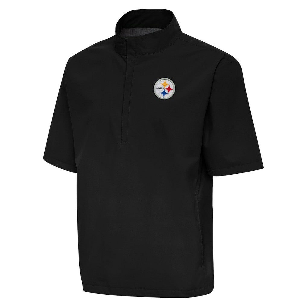 Pittsburgh Steelers Antigua Brisk Short Sleeve Quarter-Zip Windshirt Black - NFL