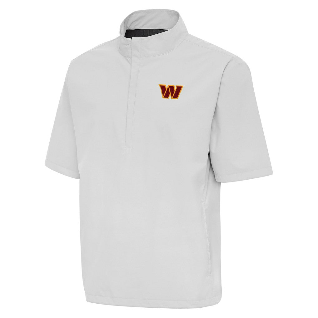 Washington Commanders Antigua Brisk Short Sleeve Quarter-Zip Windshirt Heather Gray - NFL