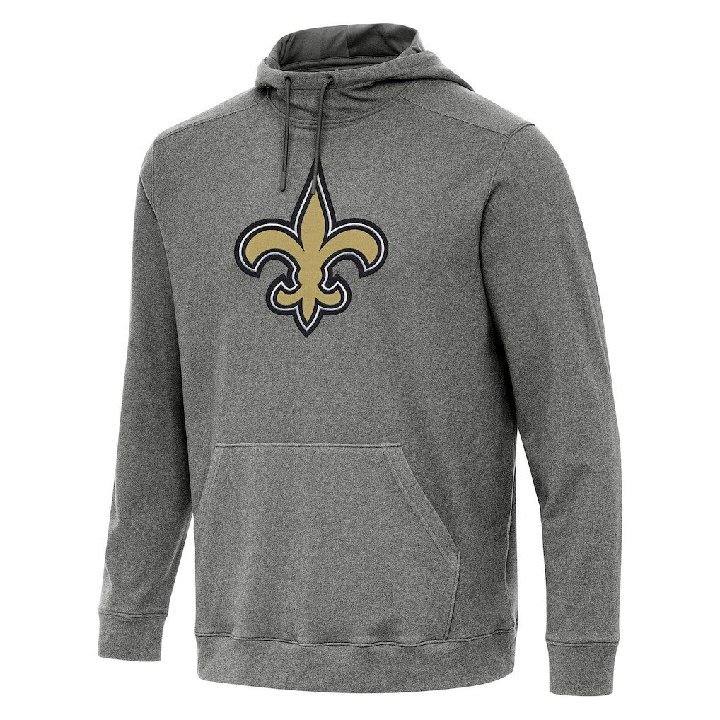 New Orleans Saints Antigua Cloud Pullover Hoodie Heather Black - NFL