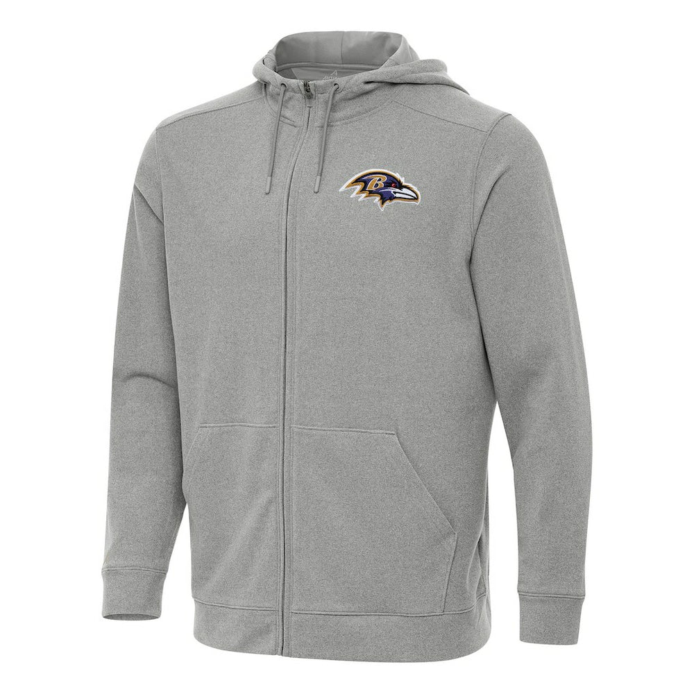 Baltimore Ravens Antigua Effortless Full-Zip Hoodie Heather Gray - NFL