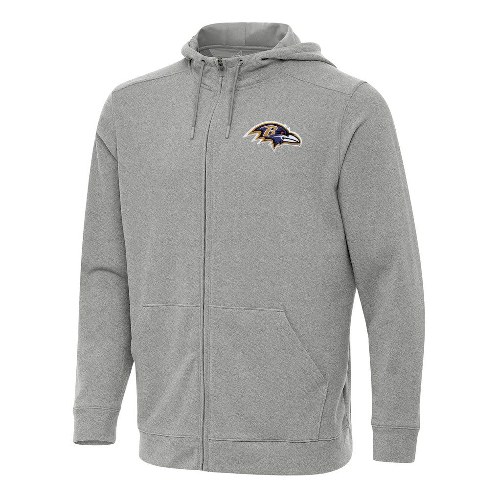 Baltimore Ravens Antigua Effortless Full-Zip Hoodie Heather Gray - NFL