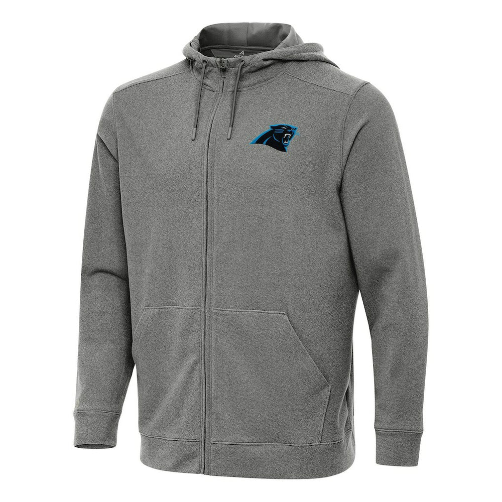 Carolina Panthers Antigua Effortless Full-Zip Hoodie Heather Black - NFL
