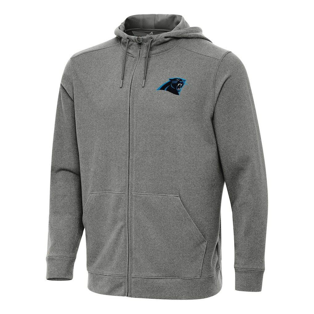 Carolina Panthers Antigua Effortless Full-Zip Hoodie Heather Black - NFL
