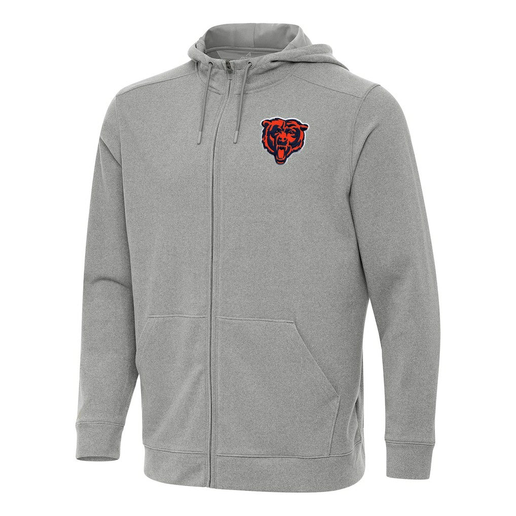 Chicago Bears Antigua Effortless Full-Zip Hoodie Heather Gray - NFL