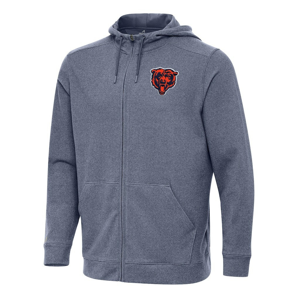 Chicago Bears Antigua Effortless Full-Zip Hoodie Heather Navy - NFL