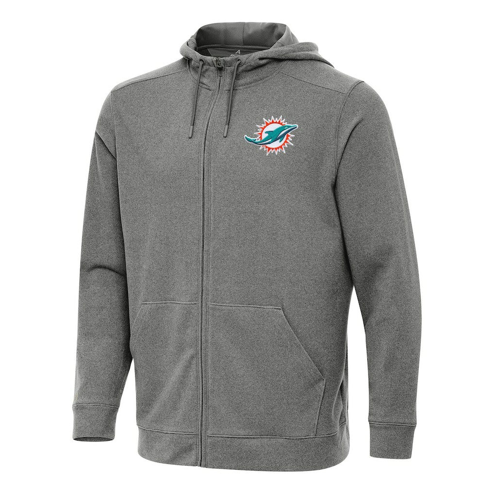 Miami Dolphins Antigua Effortless Full-Zip Hoodie Heather Black - NFL
