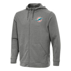 Miami Dolphins Antigua Effortless Full-Zip Hoodie Heather Black - NFL