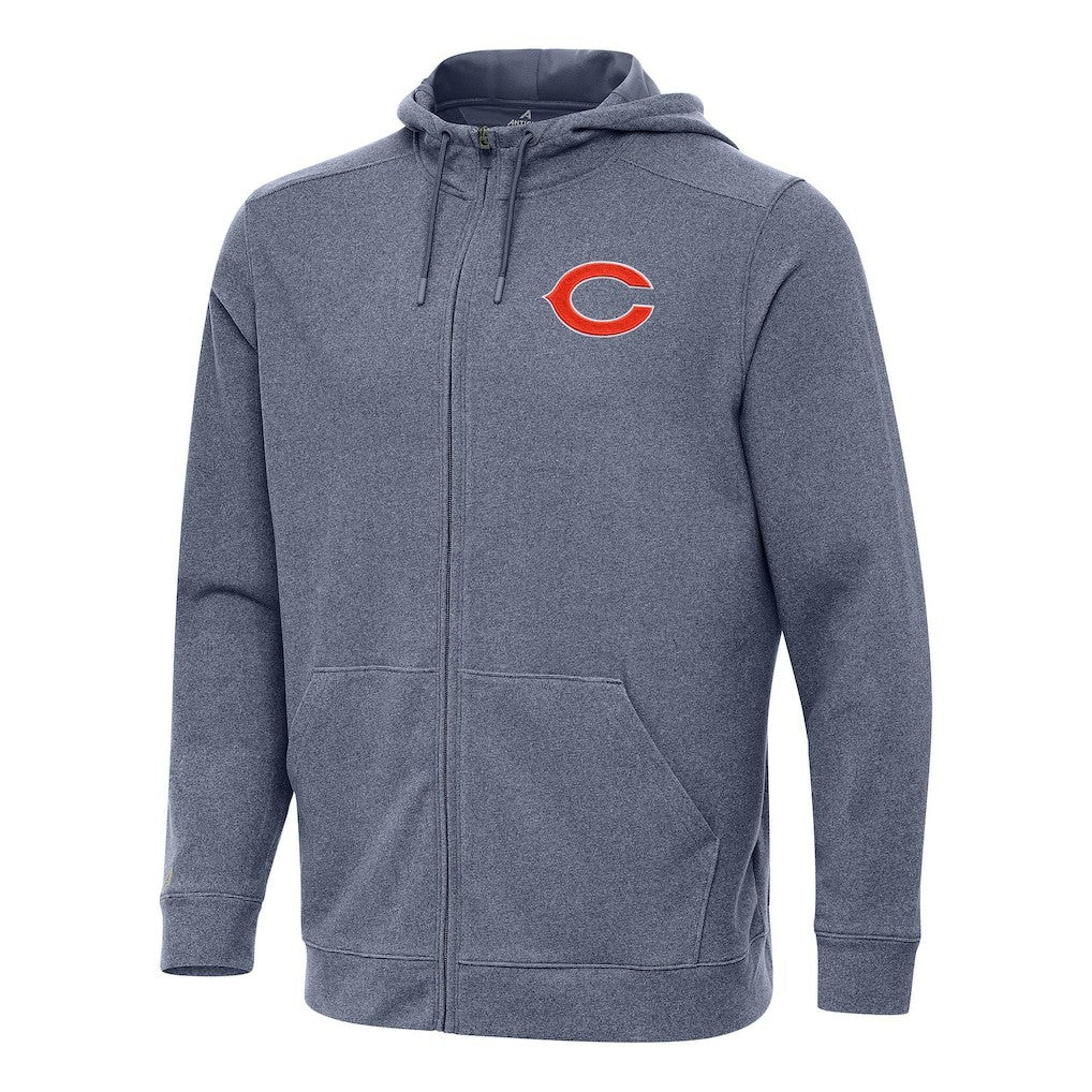 Chicago Bears Antigua Effortless Full-Zip Hoodie Heather Navy - NFL