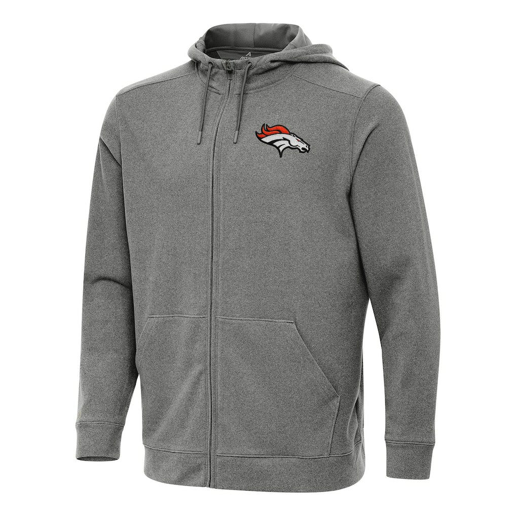 Denver Broncos Antigua Effortless Full-Zip Hoodie Heather Black - NFL