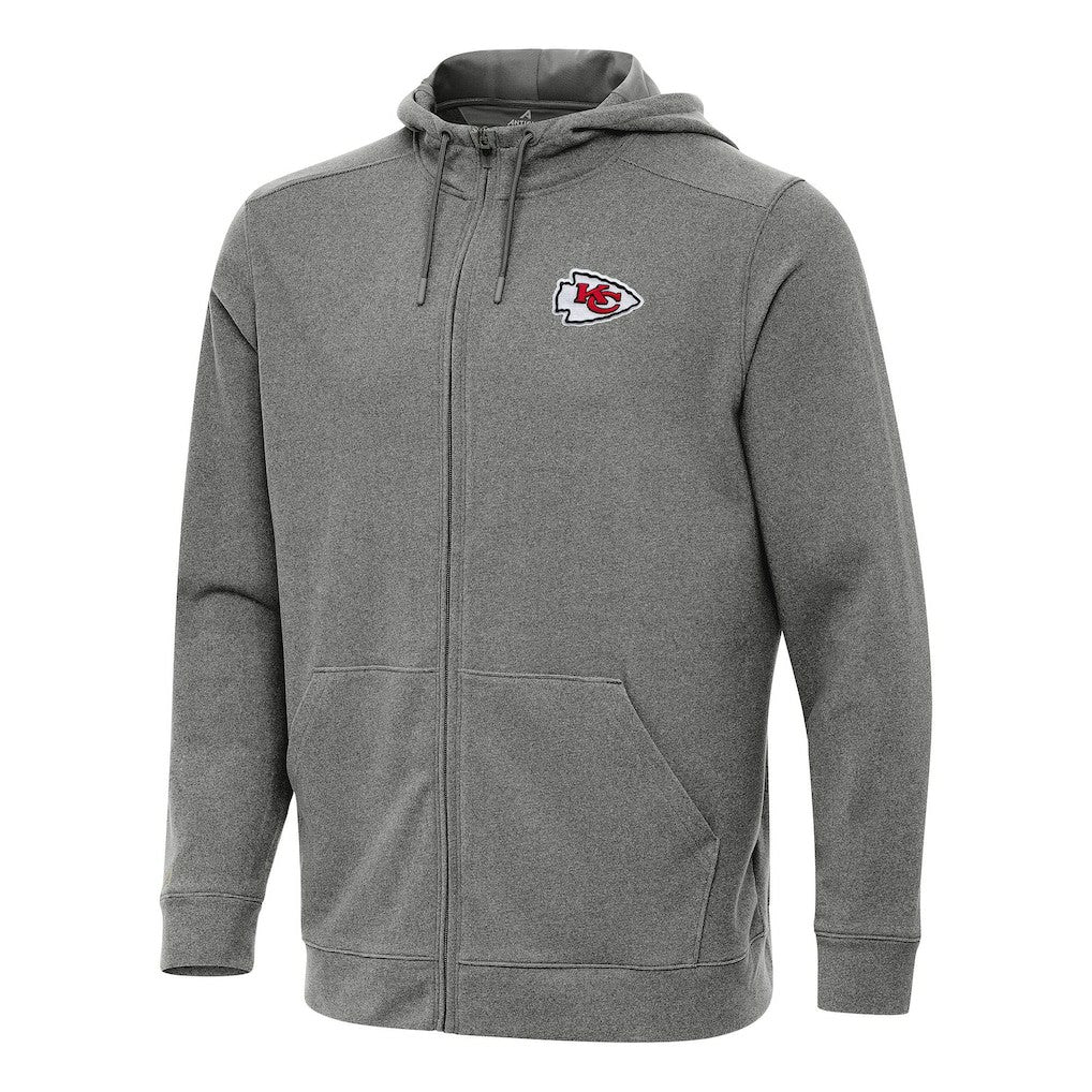 Kansas City Chiefs Antigua Effortless Full-Zip Hoodie Heather Black - NFL