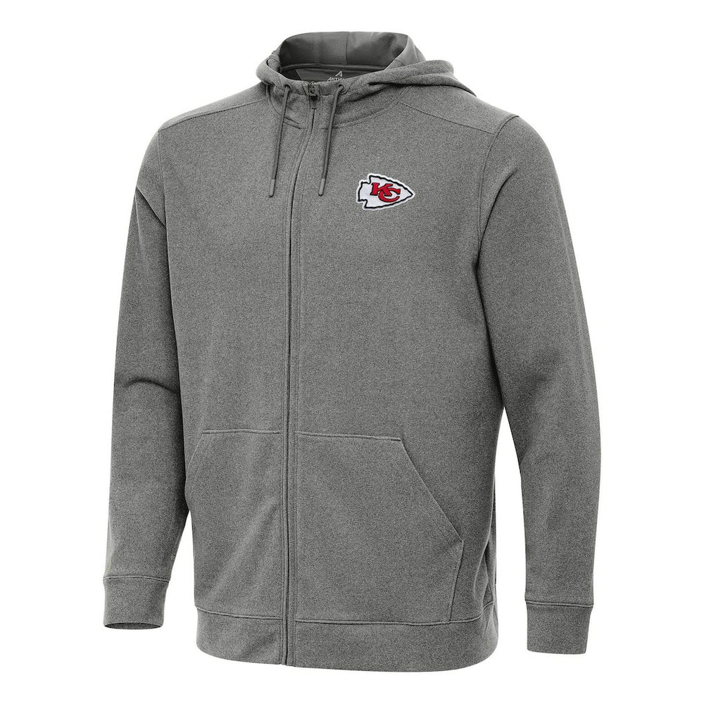 Kansas City Chiefs Antigua Effortless Full-Zip Hoodie Heather Black - NFL