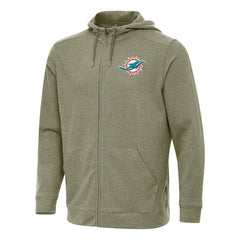 Miami Dolphins Antigua Effortless Full-Zip Hoodie Olive - NFL