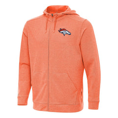 Denver Broncos Antigua Effortless Full-Zip Hoodie Heather Orange - NFL