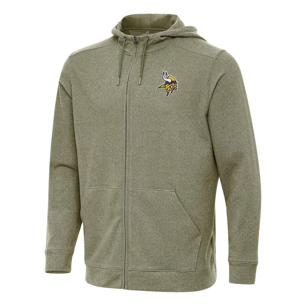 Minnesota Vikings Antigua Effortless Full-Zip Hoodie Olive - NFL