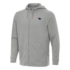 New England Patriots Antigua Effortless Full-Zip Hoodie Heather Gray - NFL