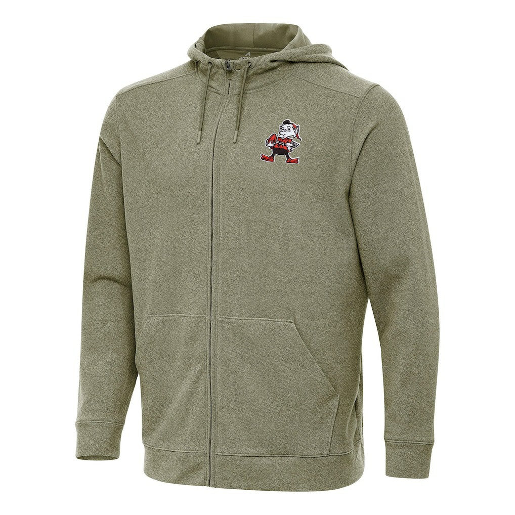 Cleveland Browns Antigua Effortless Full-Zip Hoodie Olive - NFL