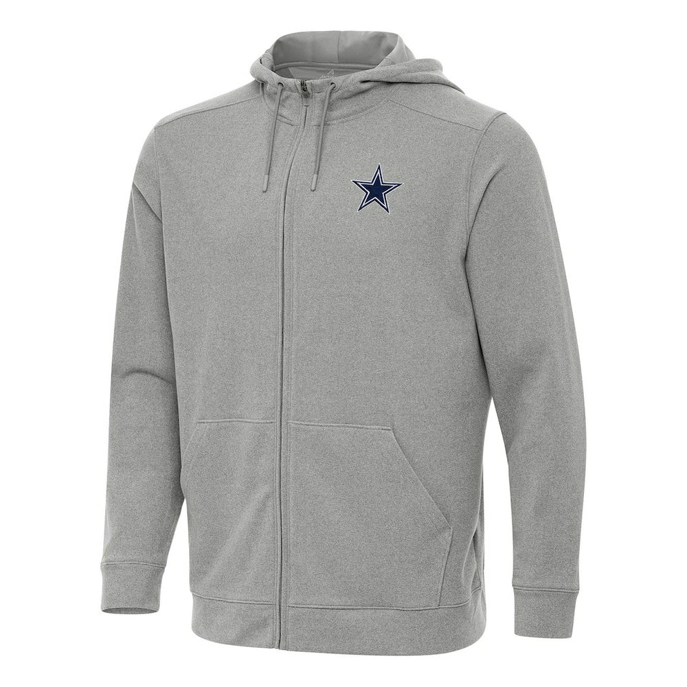 Dallas Cowboys Antigua Effortless Full-Zip Hoodie Heather Gray - NFL