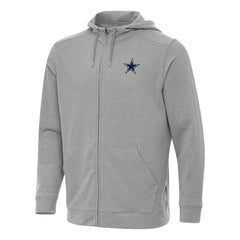 Dallas Cowboys Antigua Effortless Full-Zip Hoodie Heather Gray - NFL