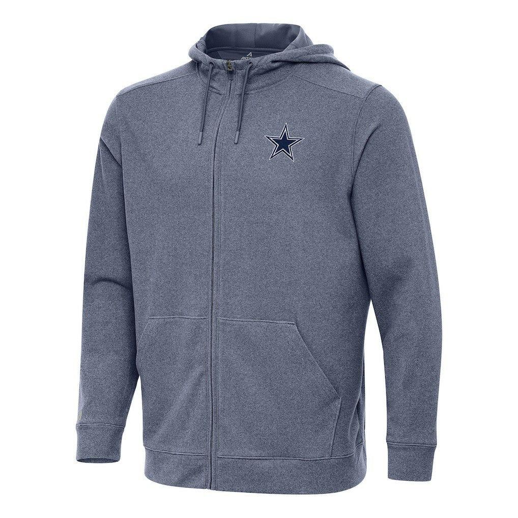 Dallas Cowboys Antigua Effortless Full-Zip Hoodie Heather Navy - NFL