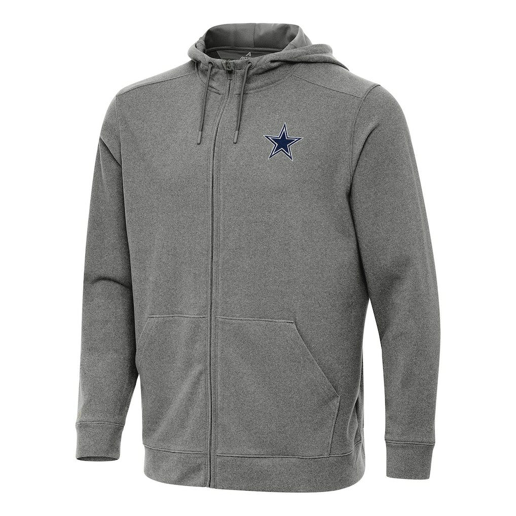 Dallas Cowboys Antigua Effortless Full-Zip Hoodie Heather Black - NFL