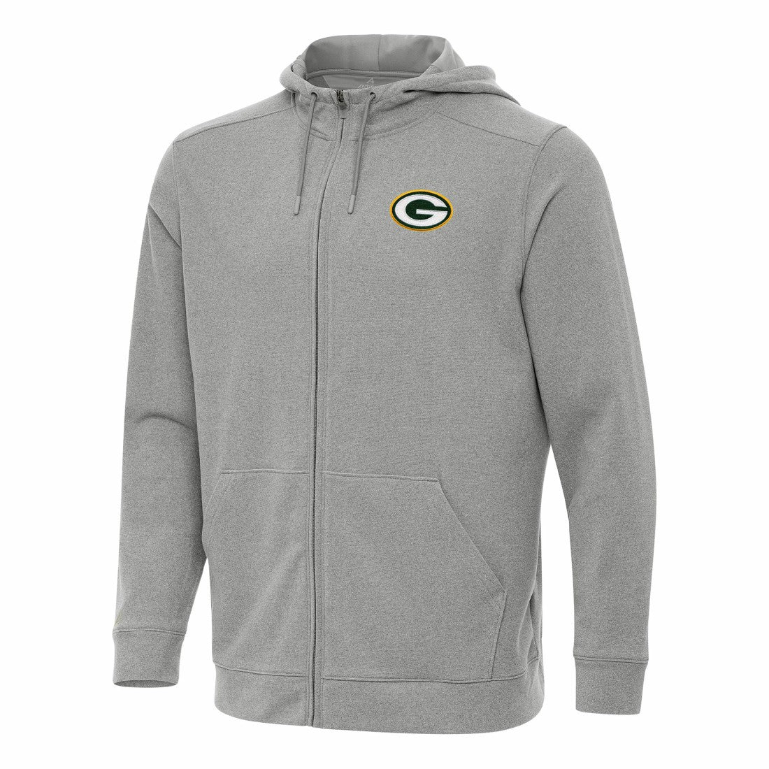 Green Bay Packers Antigua Effortless Full-Zip Hoodie Heather Gray - NFL