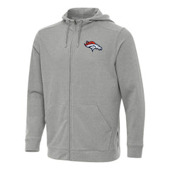 Denver Broncos Antigua Effortless Full-Zip Hoodie Heather Gray - NFL