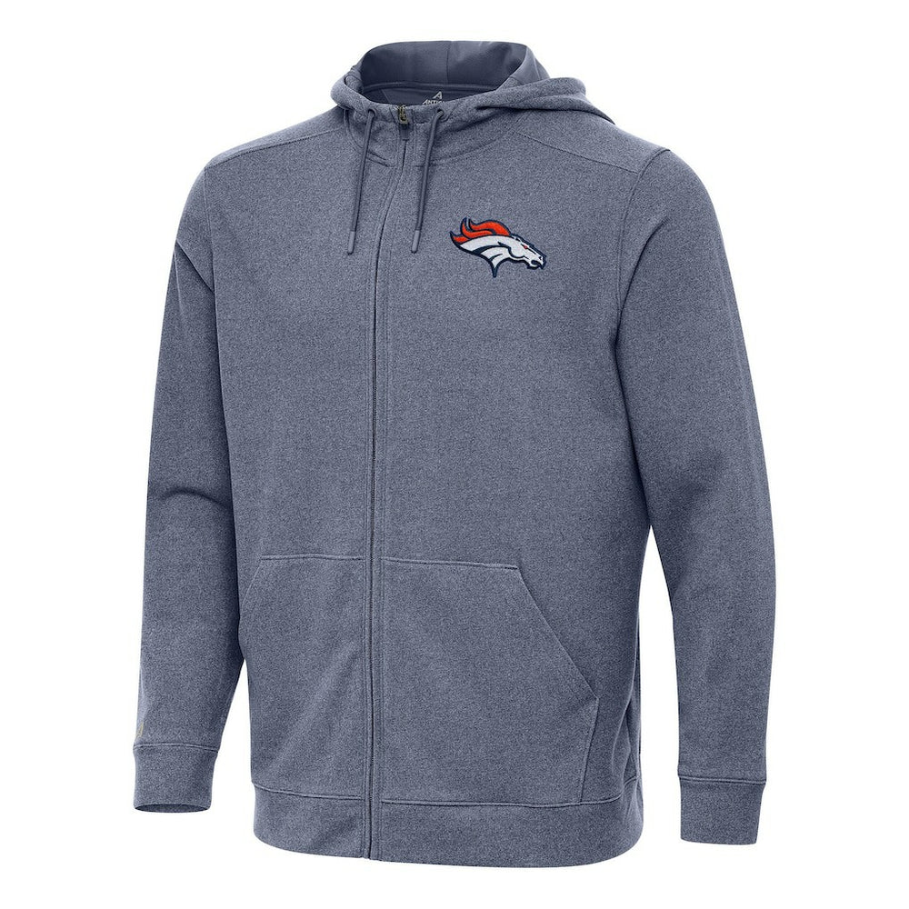Denver Broncos Antigua Effortless Full-Zip Hoodie Heather Navy - NFL