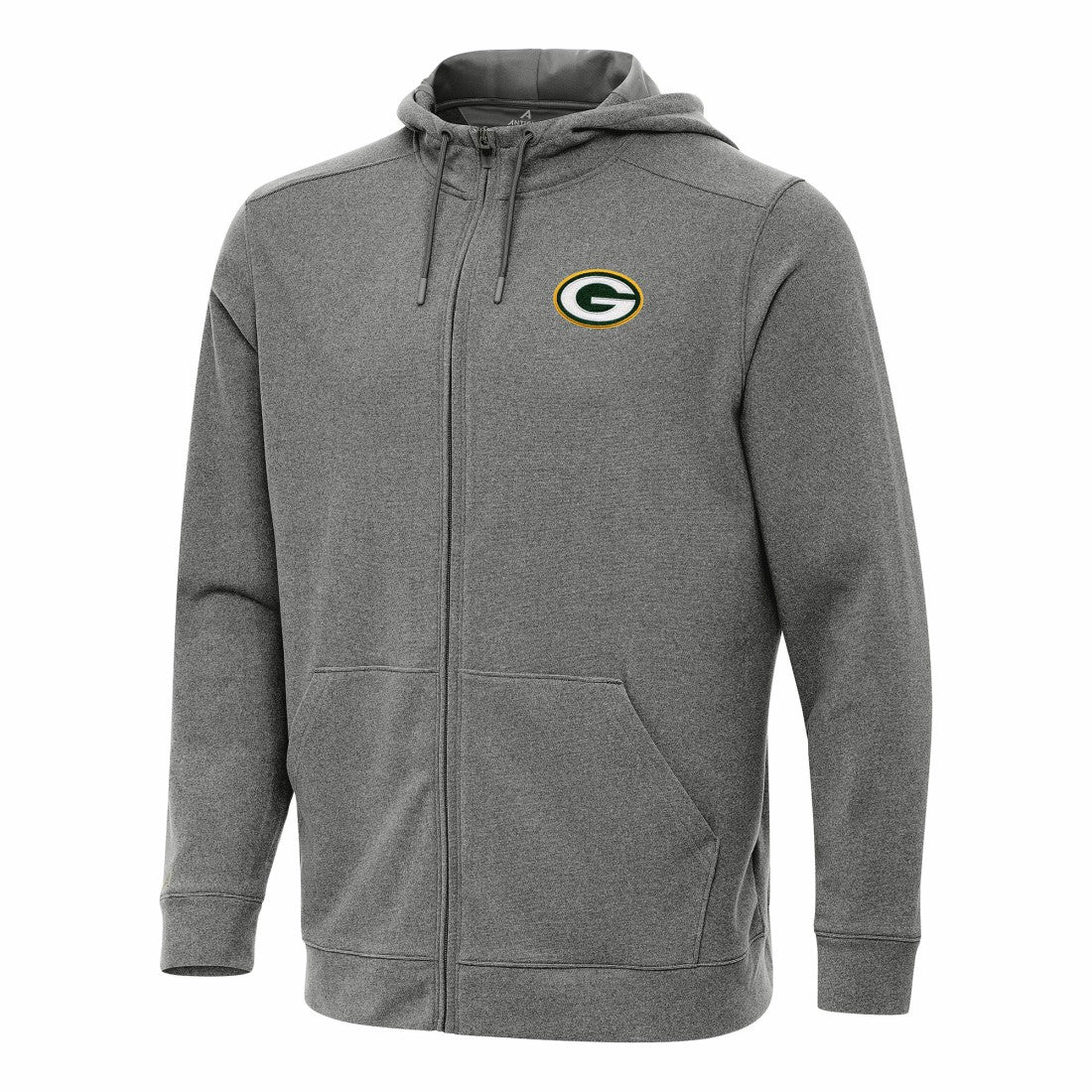 Green Bay Packers Antigua Effortless Full-Zip Hoodie Heather Black - NFL