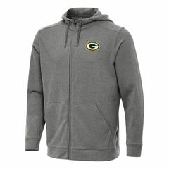 Green Bay Packers Antigua Effortless Full-Zip Hoodie Heather Black - NFL