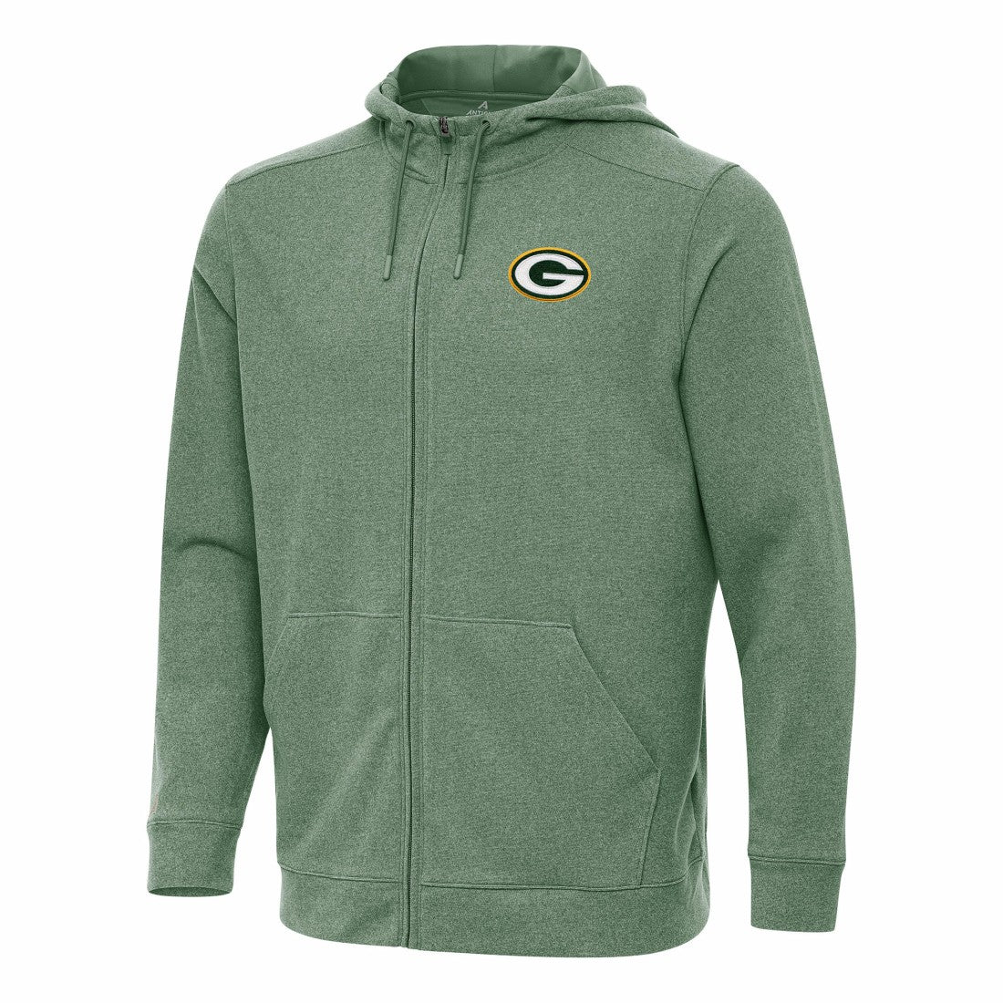 Green Bay Packers Antigua Effortless Full-Zip Hoodie Heather Green - NFL