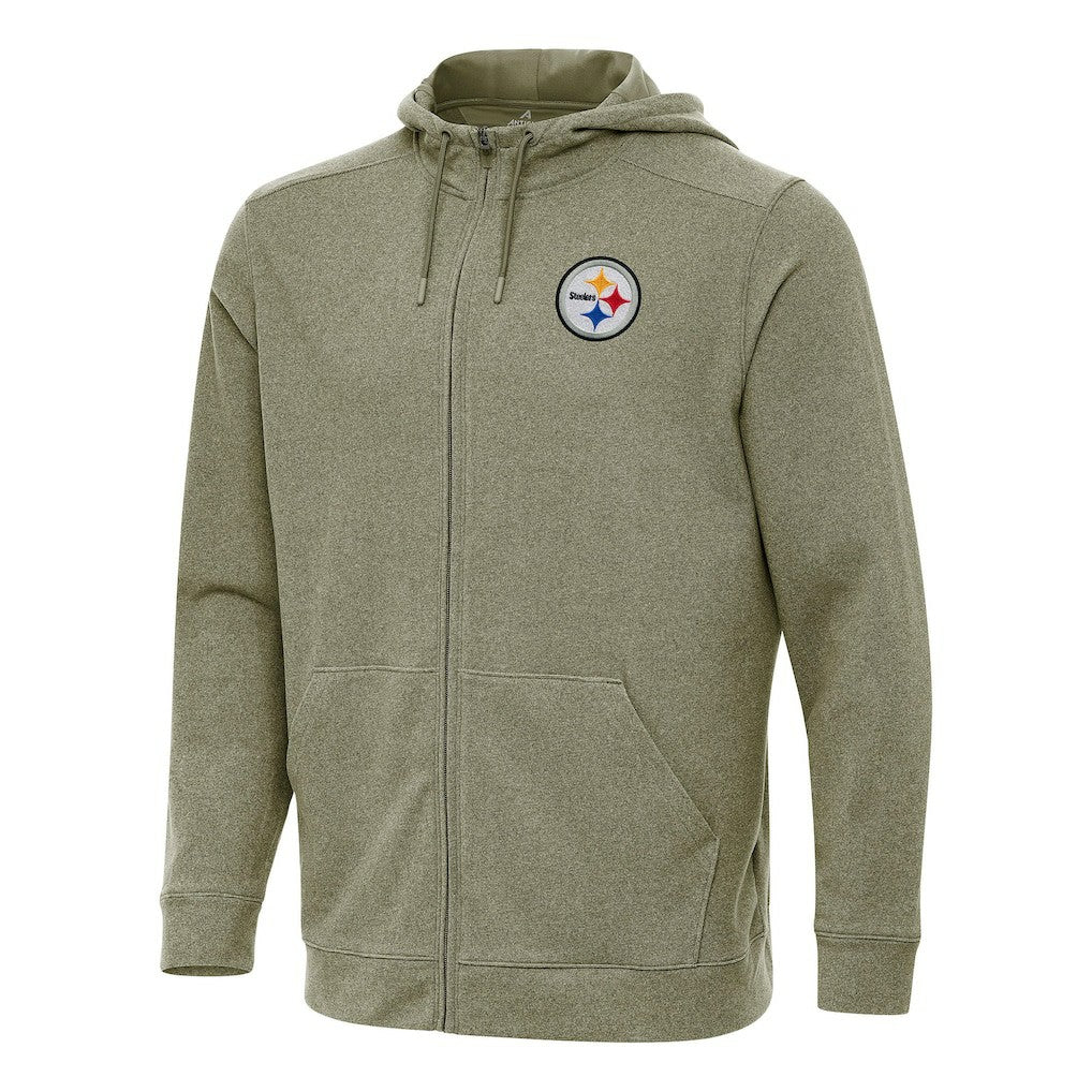 Pittsburgh Steelers Antigua Effortless Full-Zip Hoodie Olive - NFL