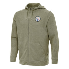 Pittsburgh Steelers Antigua Effortless Full-Zip Hoodie Olive - NFL