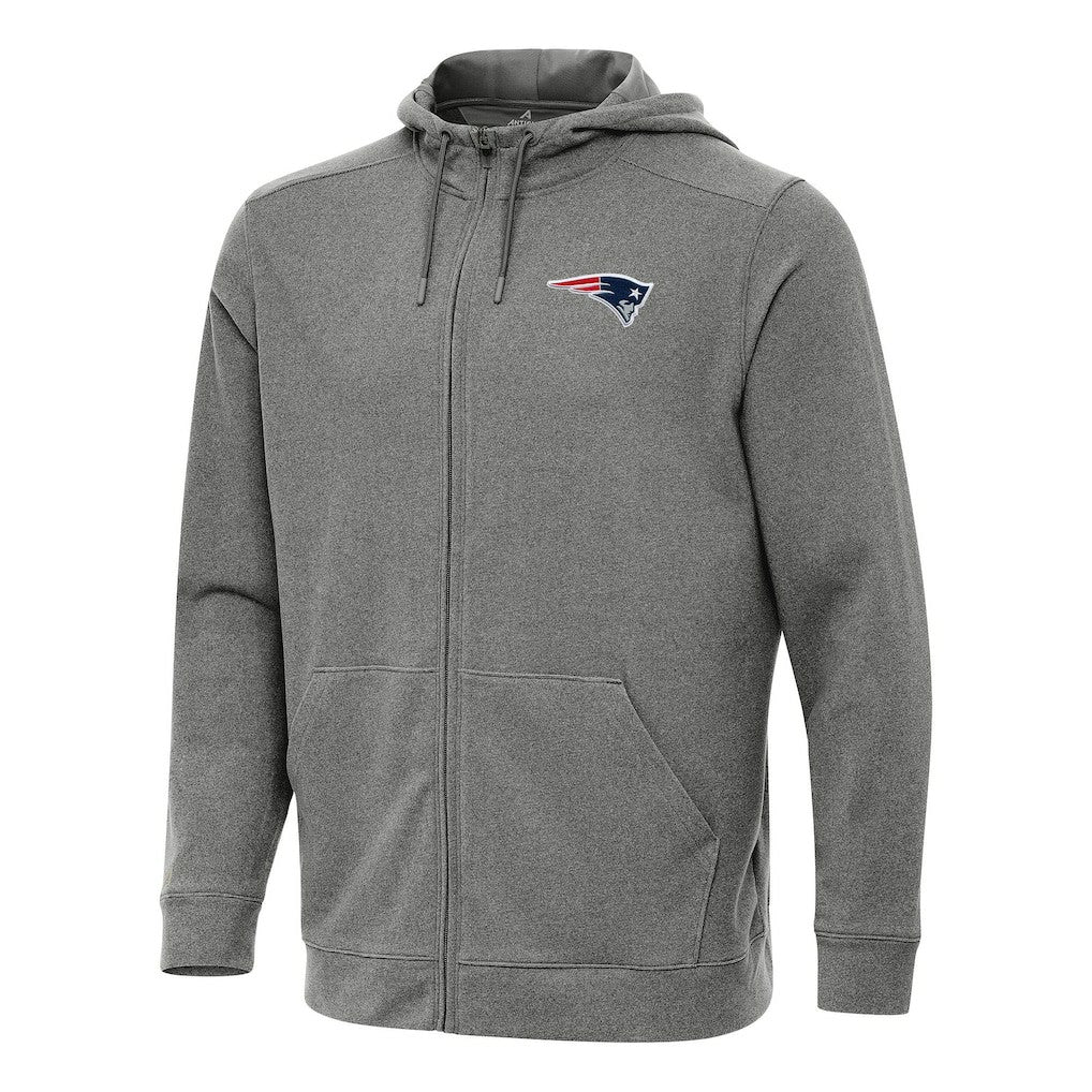 New England Patriots Antigua Effortless Full-Zip Hoodie Heather Black - NFL